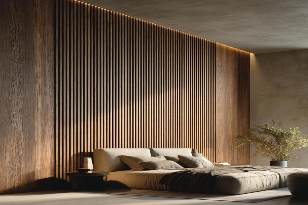 Contemporary Brown Wooden Panels Wall Design