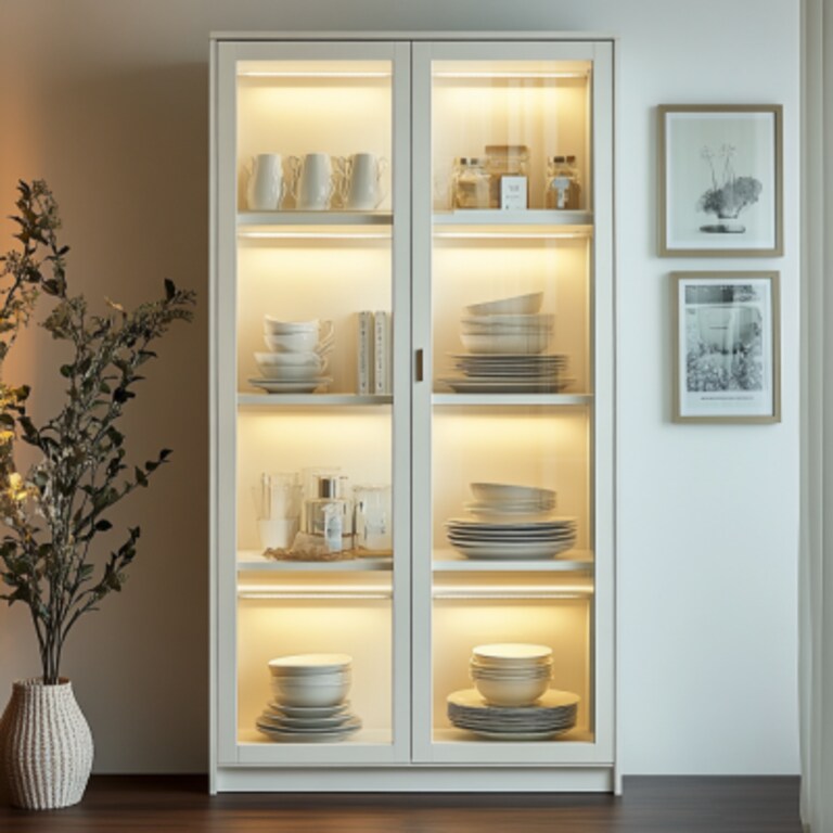 Contemporary Crockery Unit Design with Glass Display Contemporary Crockery Unit Design with Glass Display