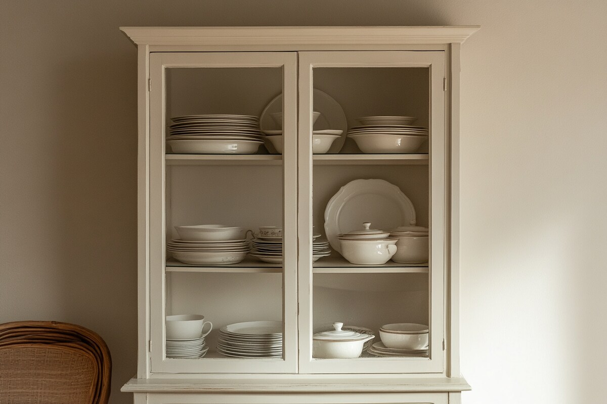 Contemporary Crockery Unit Design with Glass Doors Cabinet