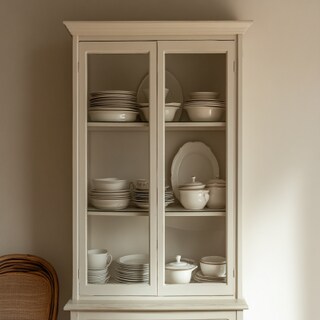 Contemporary Crockery Unit Design with Glass Doors Cabinet