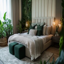 Contemporary Master Bedroom Design with Geometric Art and Vertical ...