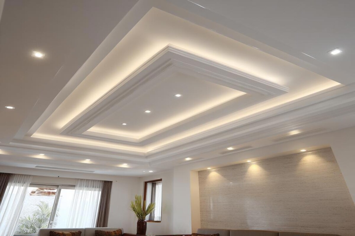 Contemporary Gypsum Single Layered False Ceiling Design in Rectangular Shape Contemporary Gypsum Single Layered False Ceiling Design in Rectangular Shape