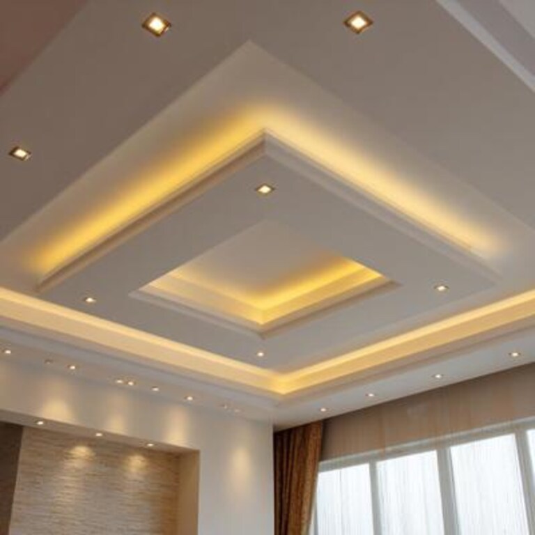 Contemporary Gypsum Square Single Layer False Ceiling Design with Paint Finish Contemporary Gypsum Square Single Layer False Ceiling Design with Paint Finish