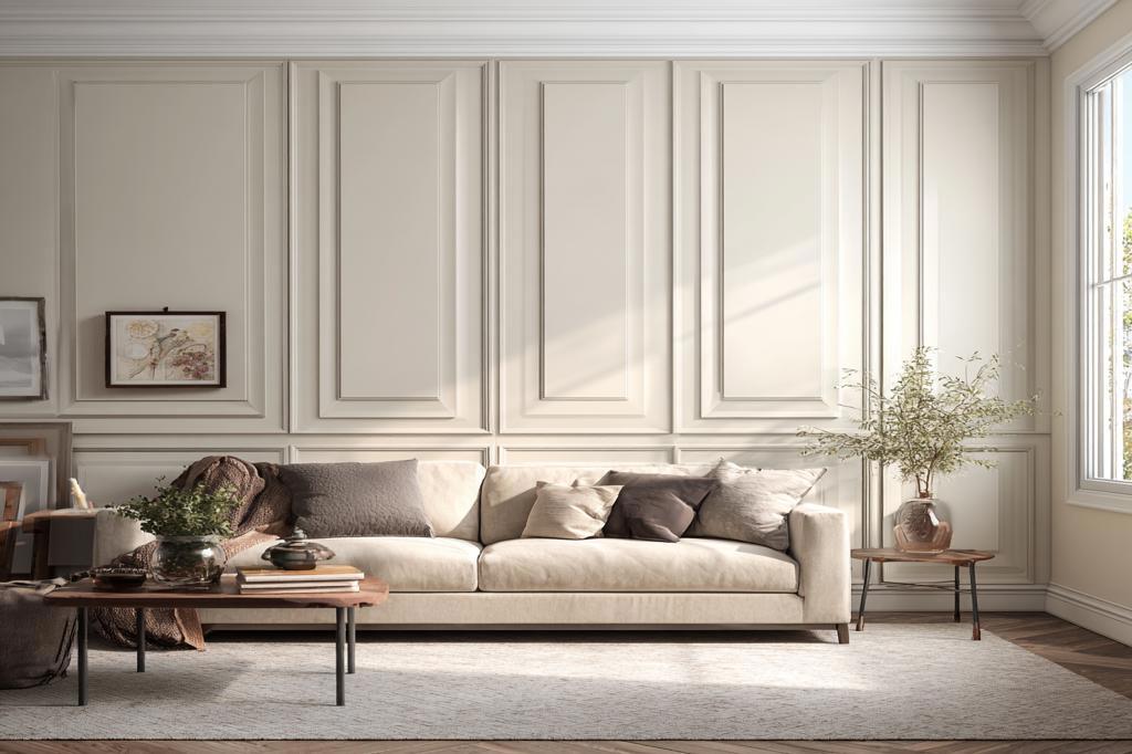 Contemporary Light Beige Wall Paint Design with Classic Rectangular ...