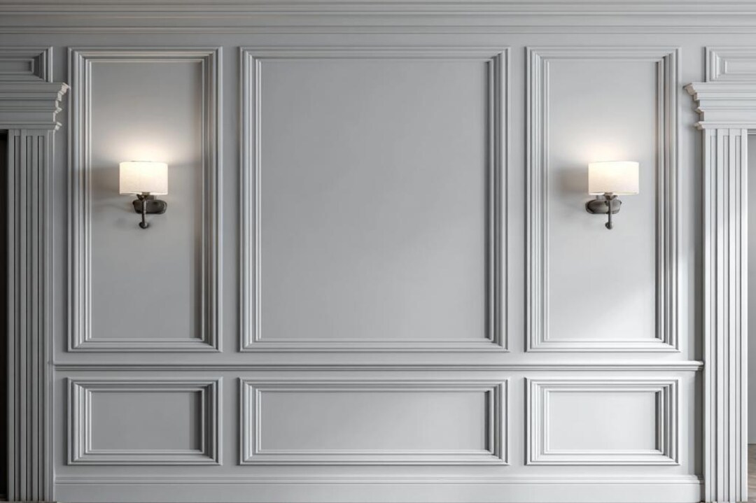 Contemporary Light Grey Wall Design with Wall Trims with Paint
