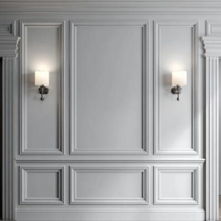 Contemporary Light Grey Wall Design with Wall Trims with Paint Contemporary Light Grey Wall Design with Wall Trims with Paint