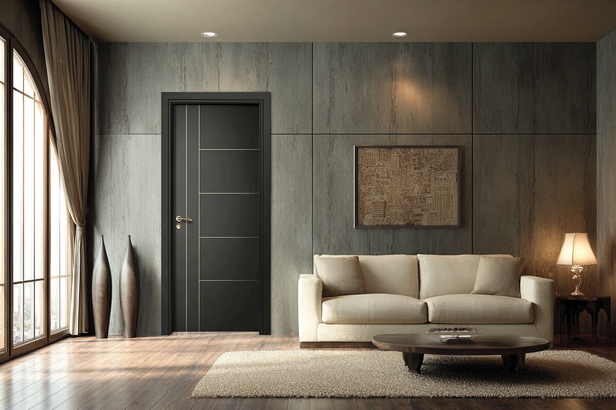 Contemporary Matte Finish Swing Single Door Design