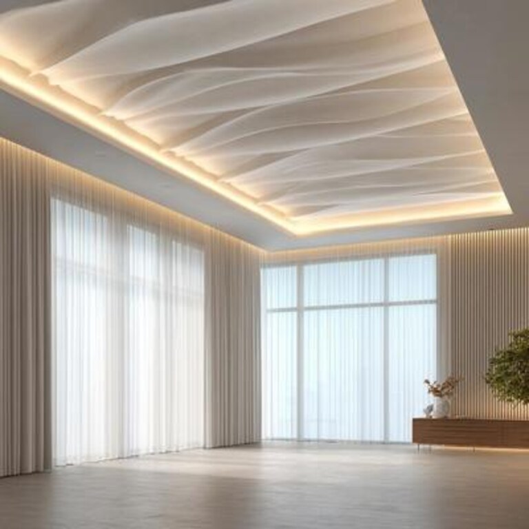 Contemporary Single Layer False Ceiling Design with PVC Panels and Cove Lighting Contemporary Single Layer False Ceiling Design with PVC Panels and Cove Lighting