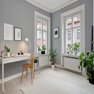 Contemporary Study Room Design in Dove Grey