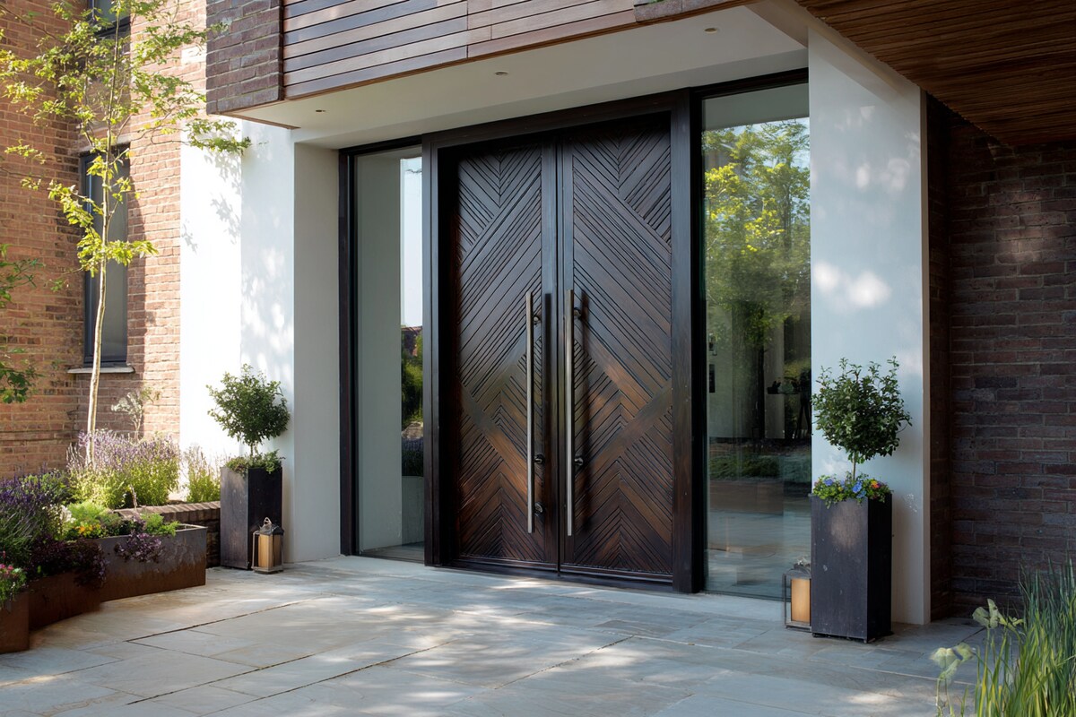 Contemporary Swing Entrance Door Design in Matte Finish Contemporary Swing Entrance Door Design in Matte Finish