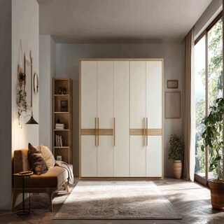 Contemporary Swing Wardrobe Design with 5 Doors in White