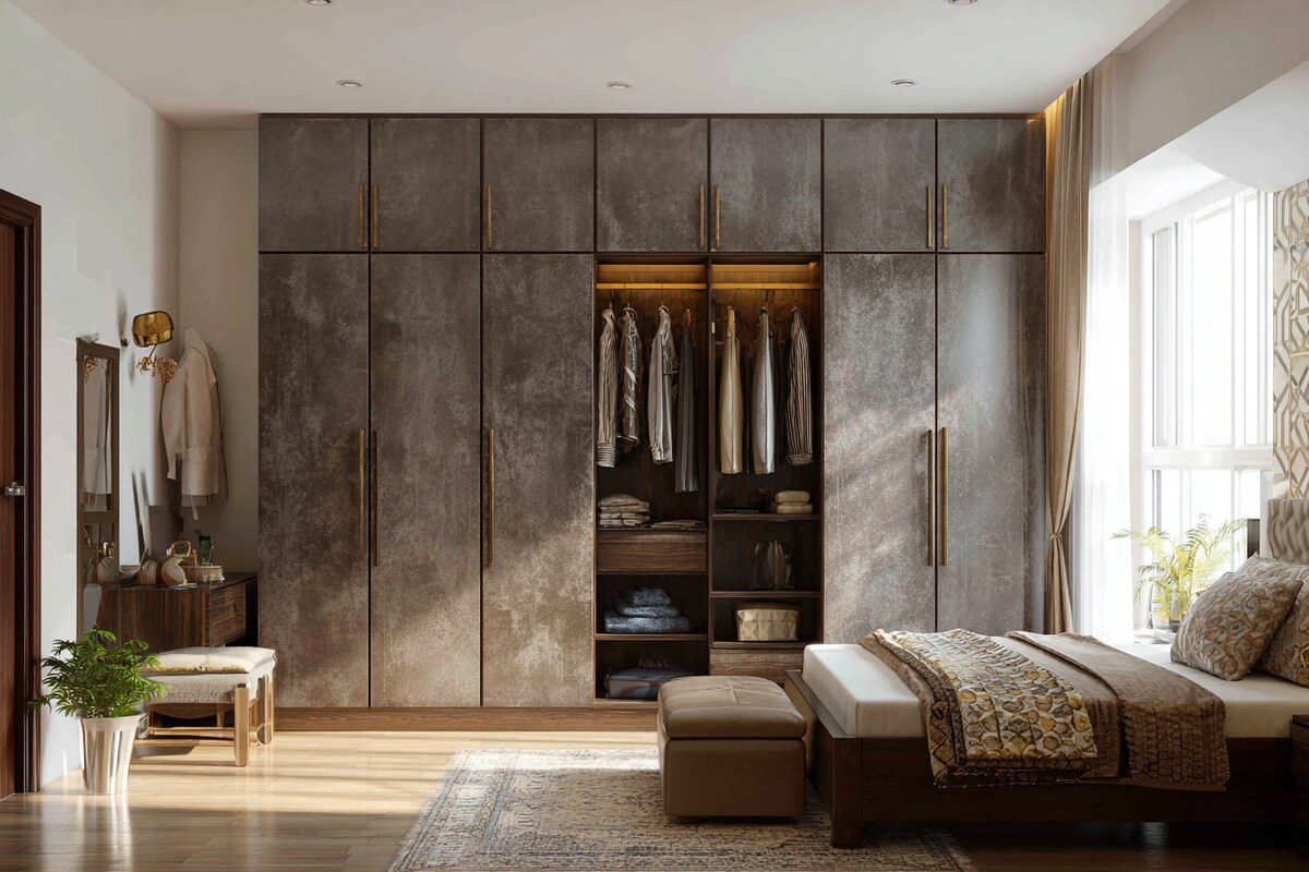 Contemporary Swing Wardrobe Design with Dividers, Cabinets, and Soft-Close Hinges