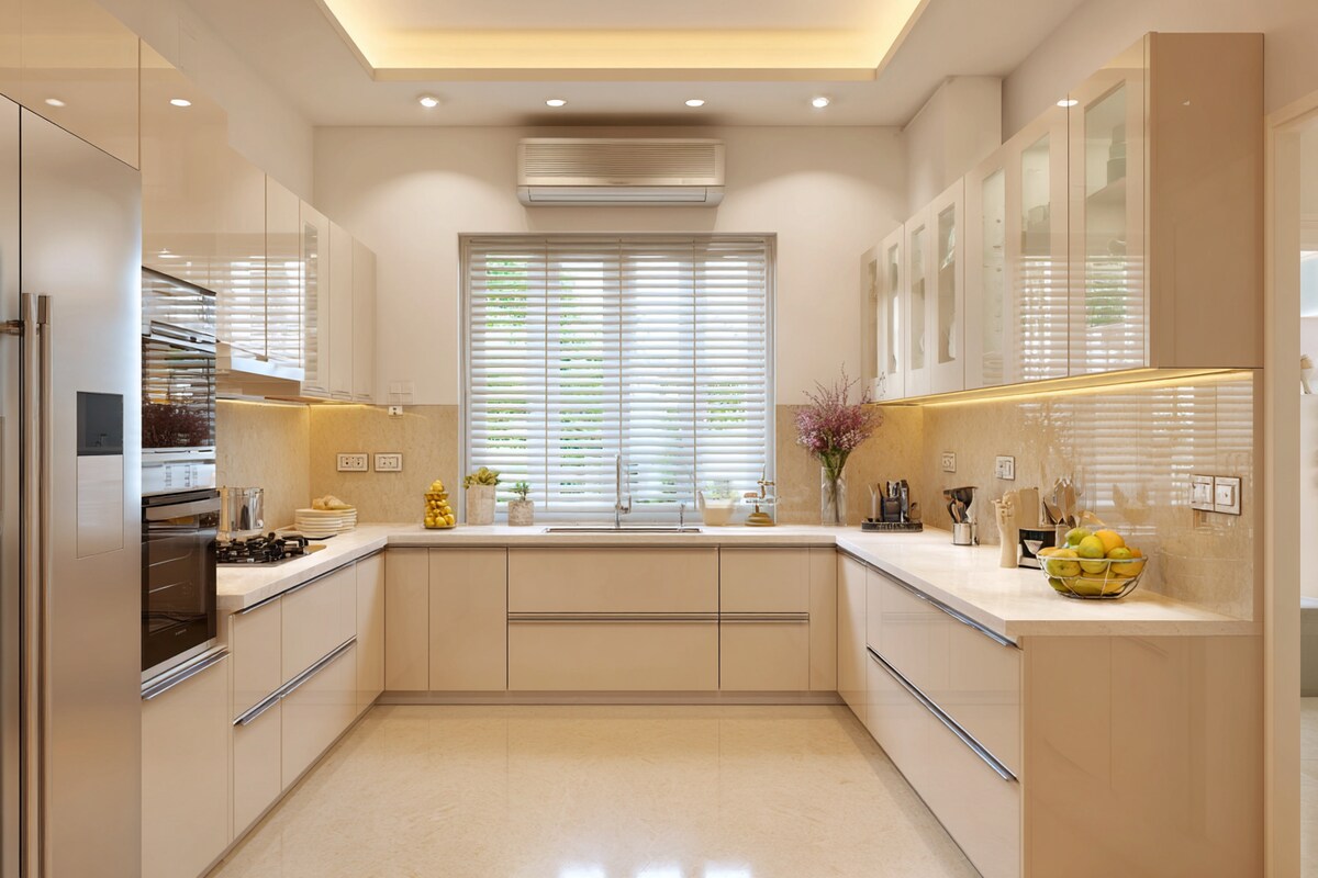 Contemporary U-Shaped Kitchen Design with Quartz Counters Contemporary U-Shaped Kitchen Design with Quartz Counters
