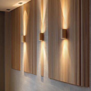 Contemporary Wall Design with Vertical T Pattis and Sconce Lighting