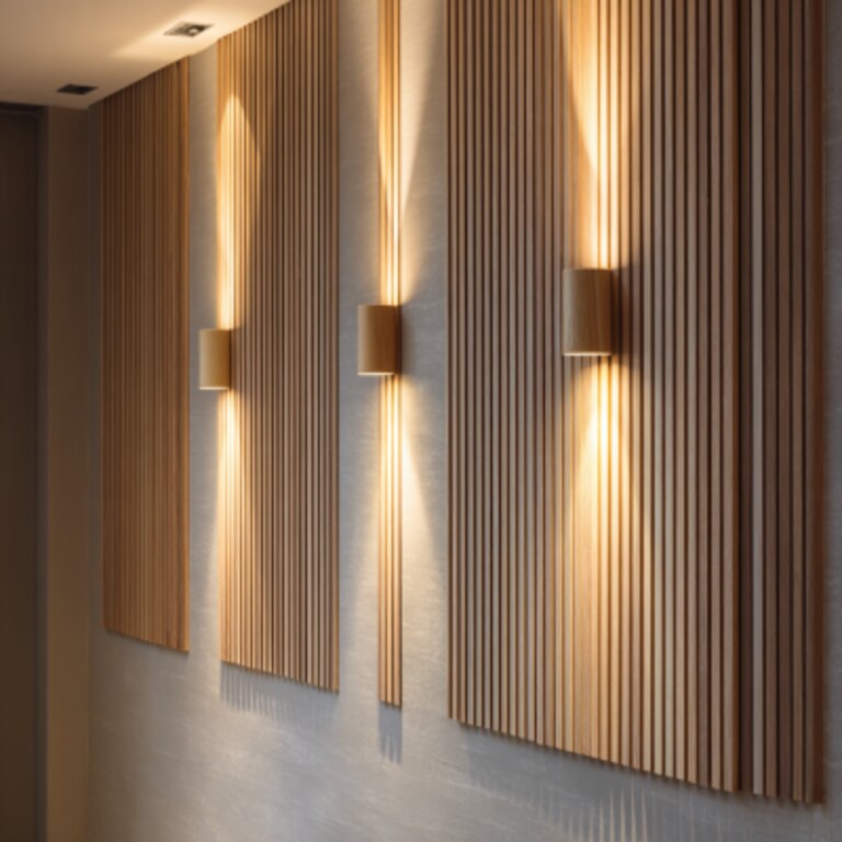 Contemporary Wall Design with Vertical T Pattis and Sconce Lighting Contemporary Wall Design with Vertical T Pattis and Sconce Lighting