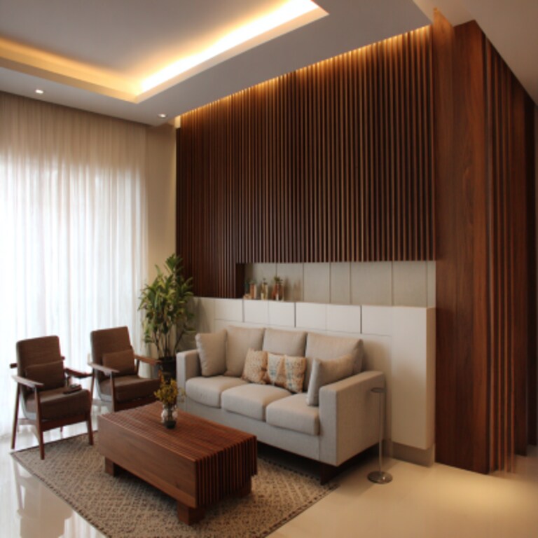 Contemporary White and Brown Wall Panel with Louvers Wall Design Contemporary White and Brown Wall Panel with Louvers Wall Design