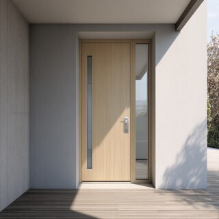 Contemporary Wooden Matte Finish Entrance Door Design