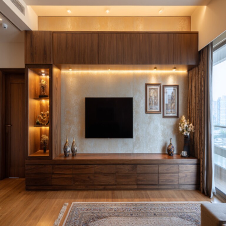 Dark Brown TV Unit Design for Modern Houses