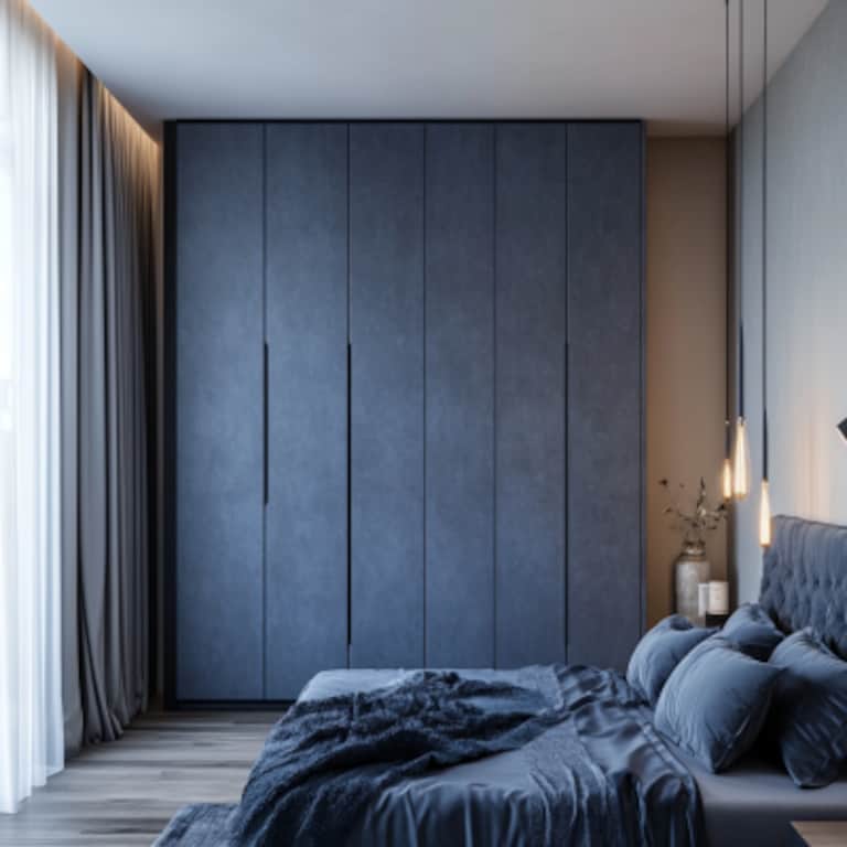 Denim Suedette Contemporary 6-Door Swing Wardrobe Design