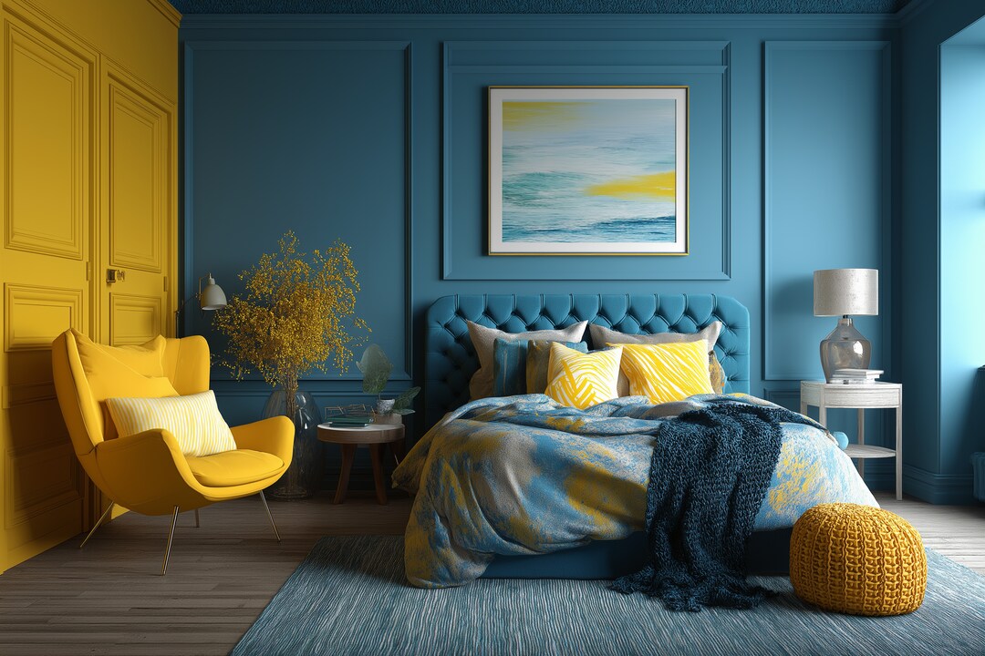 Dreamy Blue and Yellow Wall Paint Design for Bedrooms