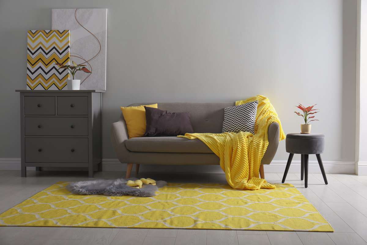 Eclectic Grey Yellow Living Room