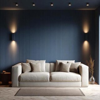Elegant Blue Wall Grooves with Paint Wall Design