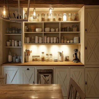 Farmhouse Style Crockery Unit Design in Off-White