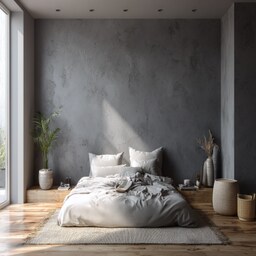 Contemporary Grey and White Wall Paint Design with Vertical Fluted Panels