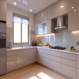 Classic Island Kitchen Design with Quartz Countertops
