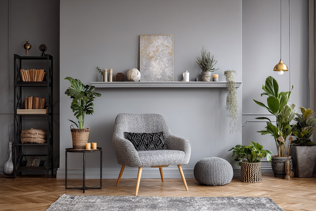 Light Grey Wall Paint Design for Bohemian Space Light Grey Wall Paint Design for Bohemian Space