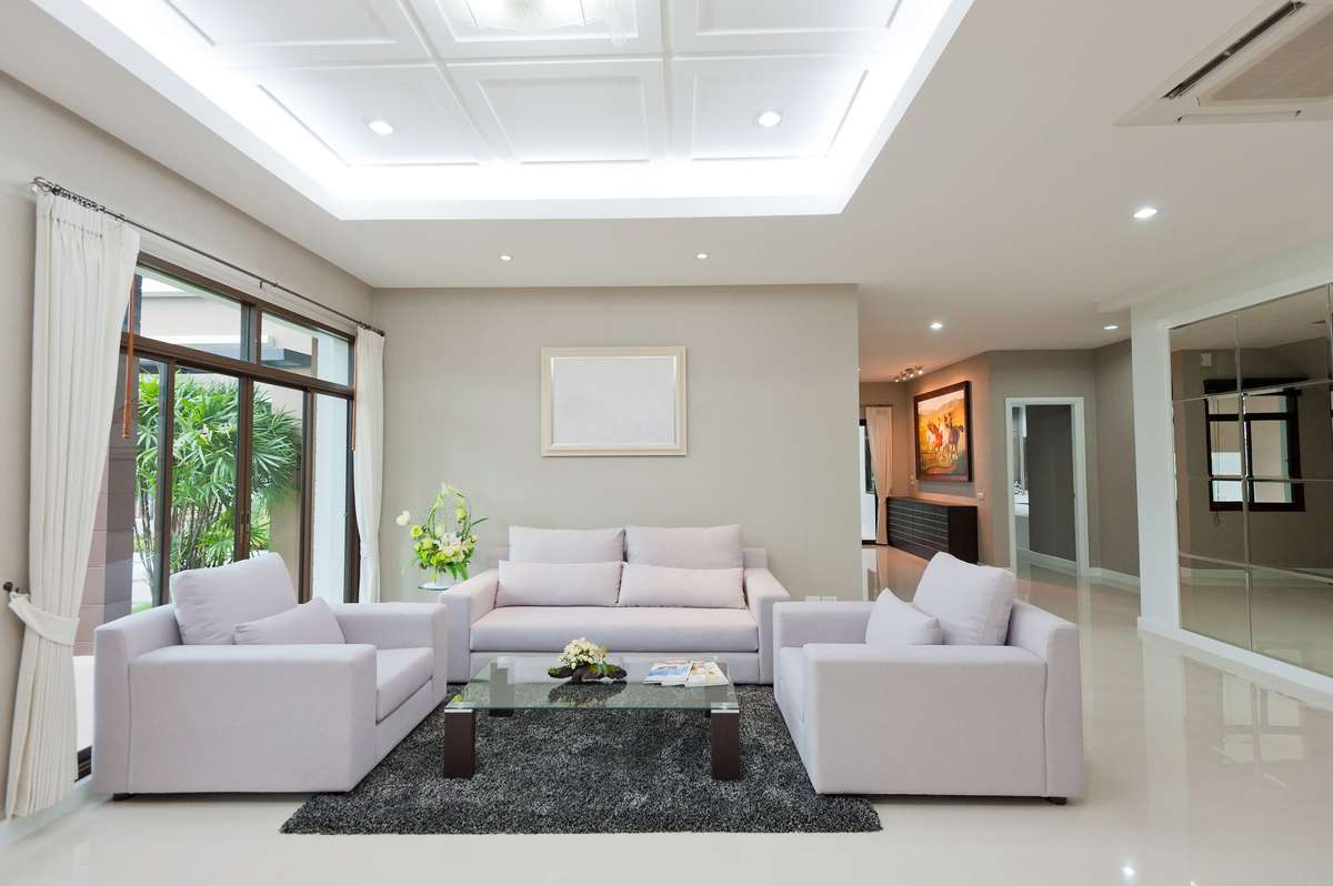 Living Room Ceiling with Recessed Lighting