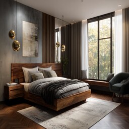 Modern Master Bedroom Design With Elegant Marble Wall Tile