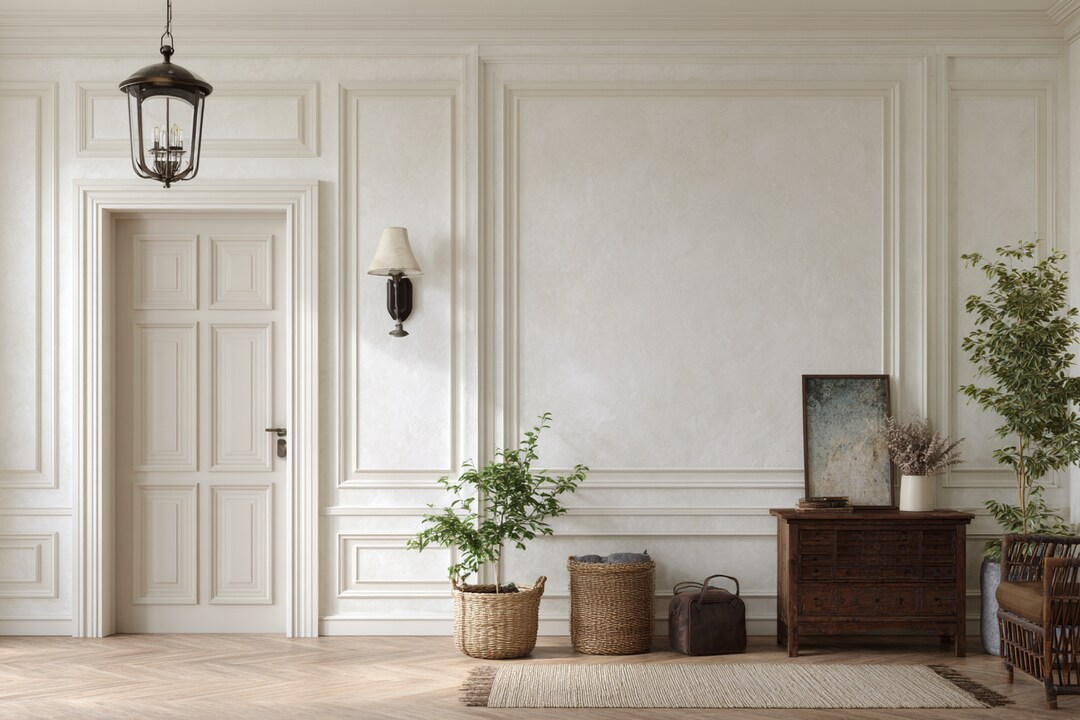 Minimal Cream Paint with Trims Wall Paint Design