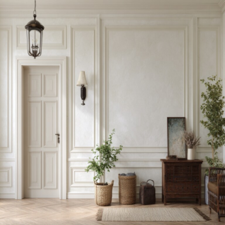 Minimal Cream Paint with Trims Wall Paint Design