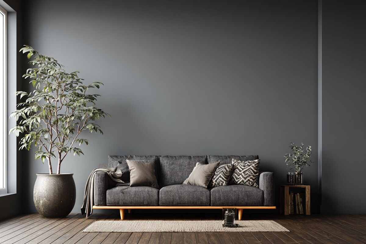 Minimal Grey Wall Paint Design with a Neutral Backdrop