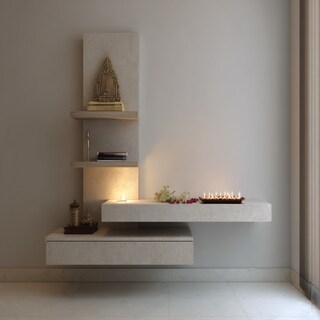 Minimal Pooja Room Design With An Open Layout