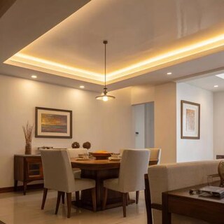 Minimal Single Layer False Ceiling Design with Pendant and Cove Lighting