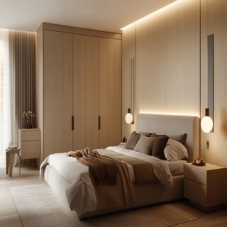 Minimal Swing Wardrobe Design in Tawny Balsam Matte Finish