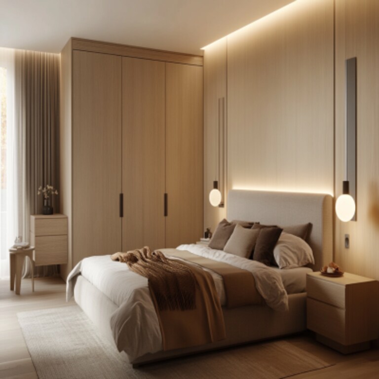 Minimal Swing Wardrobe Design in Tawny Balsam Matte Finish