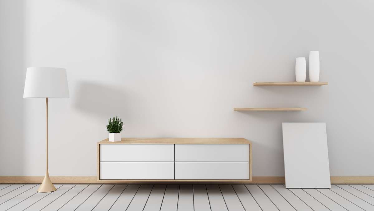 Minimalistic White Units for Living Room