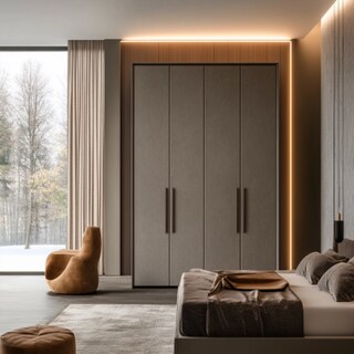 Modern 4-Door Swing Wardrobe Design in Suede Finish