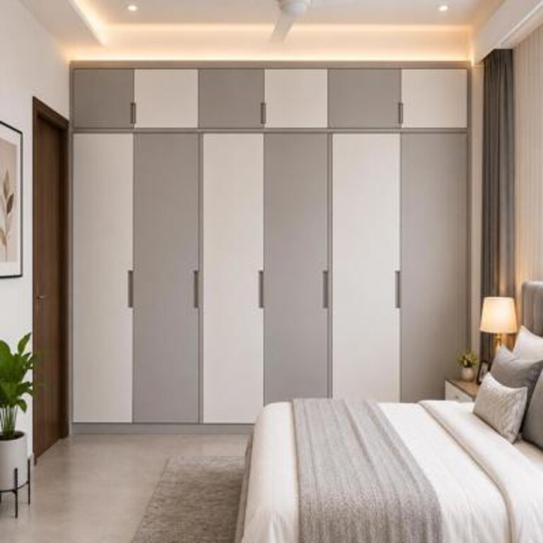 Modern 5 Door Wardrobe Design With Loft Storage Modern 5 Door Wardrobe Design With Loft Storage