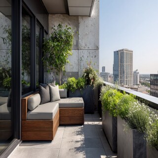 Modern Balcony Design with Textured Concrete Wall