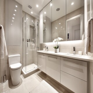 Modern Bathroom Design With Closed Cabinet Storage