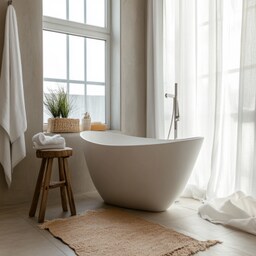 Modern Bathroom Design with Grey Marble and LED-Lit Mirror