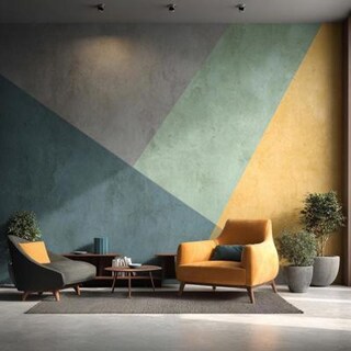 Modern Bedroom and Living Room Wall Paint Design with Diagonal Colour Blocks