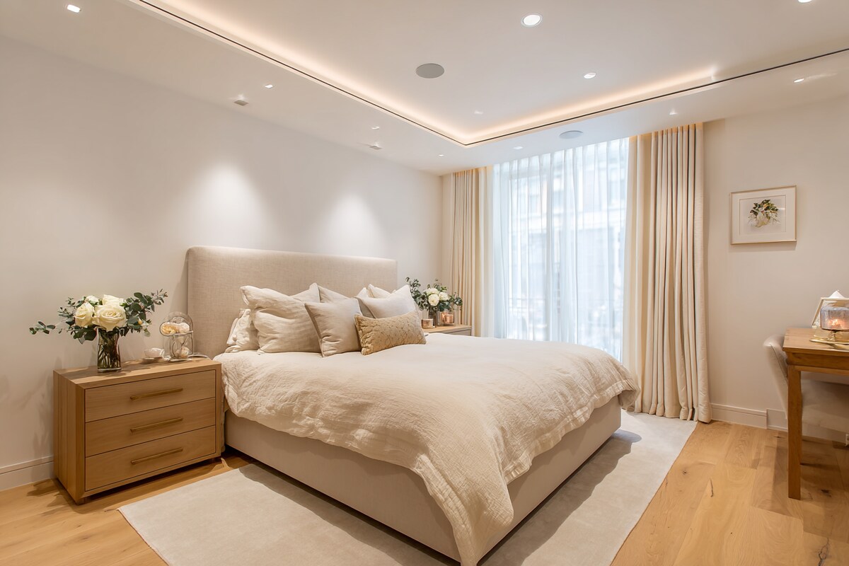 Modern Bedroom Design With A Double Bed And Side Tables With Drawer Storage Modern Bedroom Design With A Double Bed And Side Tables With Drawer Storage