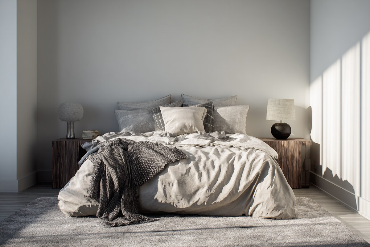 Modern Bedroom Design With A King Size Bed And Side Tables Modern Bedroom Design With A King Size Bed And Side Tables