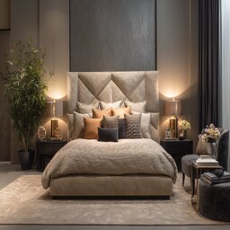 Modern Bedroom Design With A Wooden Bed And Side Tables