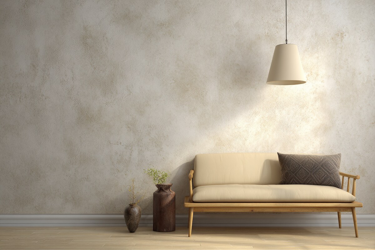 Modern Beige Wall Paint Design with Texture and Soft Light Modern Beige Wall Paint Design with Texture and Soft Light